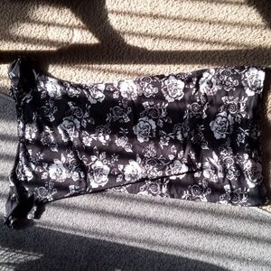 Black off the shoulder mini dress with white flowers